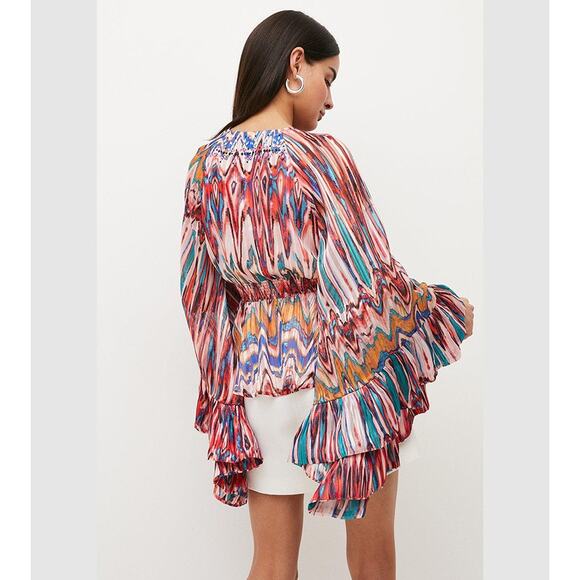 Karen Millen Beaded Embellished Drama Kimono Top Size 6 Wide Long Sleeves - Picture 2 of 13